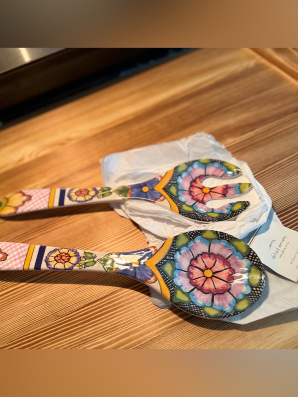 New Pottery Barn Del Sol  Salad/Food Servers, Set of Two, 13”